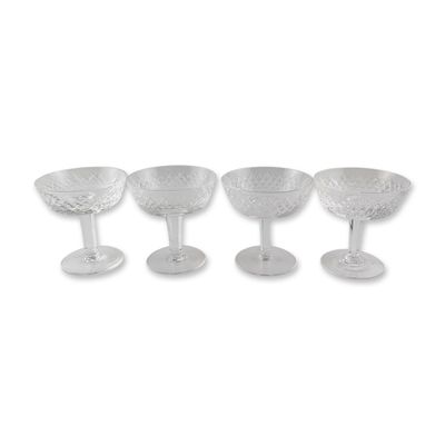 4pc Waterford Crystal Alana Pattern Champagne Coupes