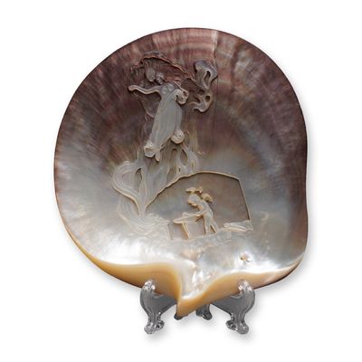 Sale Photo Thumbnail #580: Carved Mother of Pearl Shell Cupids Forge Italian
