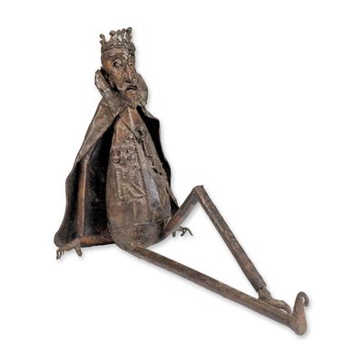 Sale Photo Thumbnail #340: Modernist Mixed Metal Seated King Sculpture