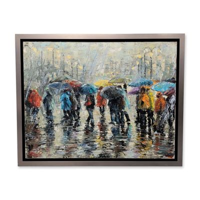 Sale Photo Thumbnail #113: Elena Bond (Russian/American, b. 1965) Signed Exhibition Size Oil on Canvas, Storm on Plaza
