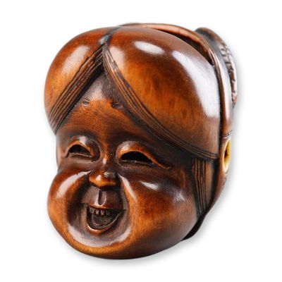 Sale Photo Thumbnail #372: Boxwood Netsuke Two Noh Masks