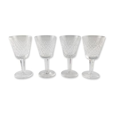 4pc Waterford Alana Pattern Crystal Stemware Wine Glasses Set