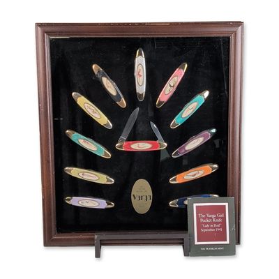 Franklin Mint The Original Varga Girl Collectors Pocket Knife Set in Display Case