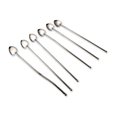 Sale Photo Thumbnail #579: 6pc Silver-Toned Ice Tea or Cocktail Heart Shaped Spoons