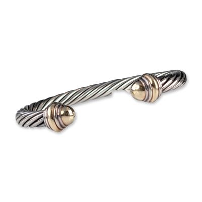 Sale Photo Thumbnail #621: David Yurman Sterling Silver and 14K Yellow Gold Classic Cable Cuff Bracelet