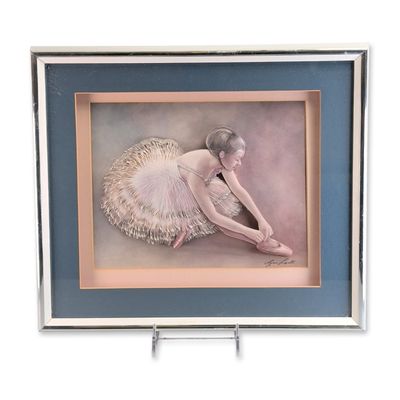 Sale Photo Thumbnail #605: Lynn Lupetti (American b. 1938) Ballerina Paper Tole Artwork, A Pause Before the Leap
