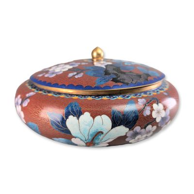 Sale Photo Thumbnail #137: Asian Cloisonne Enamel Floral Bowl with Domed Lid
