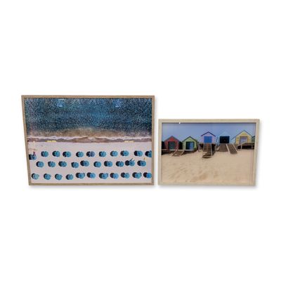 Sale Photo Thumbnail #603: 2pc Contemporary Beach Themed Decorative Framed Prints