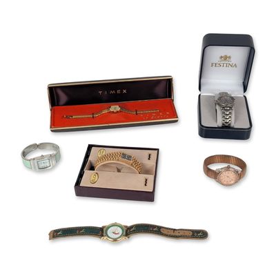 Sale Photo Thumbnail #633: 6pc Grouping of Timex, Elgin, and Festina Wristwatches