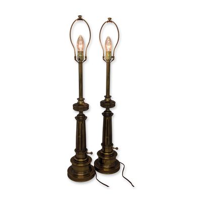 Sale Photo Thumbnail #364: 2pc Stiffel Company Neoclassical Fluted Brass Table Lamps