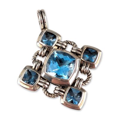 Sale Photo Thumbnail #165: David Yurman Sterling Silver Renaissance Blue Topaz Pendant
