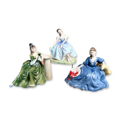 Sale Photo Thumbnail #259: 3pc Royal Doulton Bone China Figurines, Secret Thoughts, Elyse & Giselle