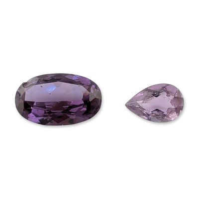 Sale Photo Thumbnail #658: 2pc Loose Faceted Purple Sapphire and Amethyst Gemstones