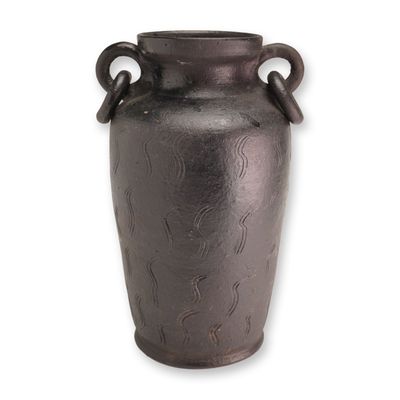 Sale Photo Thumbnail #547: Ceramic Ring-Handled Jar in Gunmetal Black