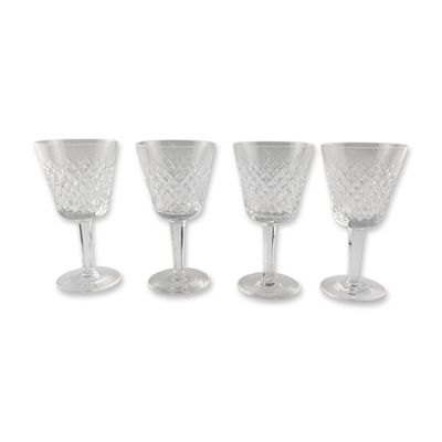 4pc Waterford Alana Pattern Crystal Stemware Wine Glasses Set