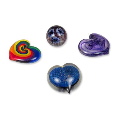 Sale Photo Thumbnail #526: 4pc Studio Art Glass Paperweights by Epiphany, Roger Gandelman, and Robert Burch