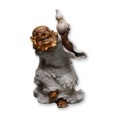 Sale Photo Thumbnail #136: Chinese Porcelain Immortal Gama Sennin Figure Seated with Gilt Head
