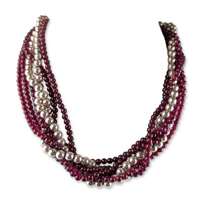 Sale Photo Thumbnail #626: Tiffany and Co. Sterling Silver and Garnet Torsade Necklace