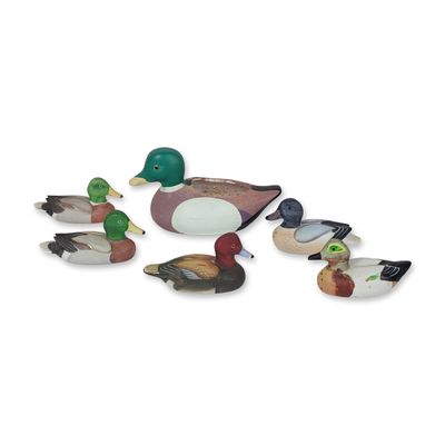 6pc Hand Painted Ceramic Waterfowl Planter and Duck Figurines