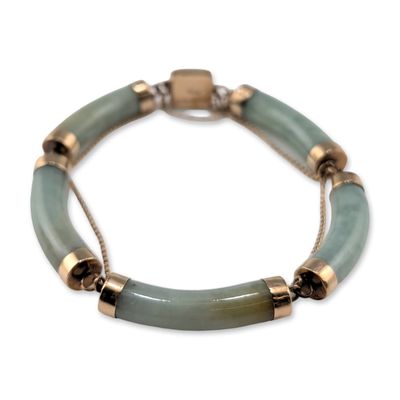 Sale Photo Thumbnail #396: 14K Yellow Gold and Jadeite Tube Link Bracelet