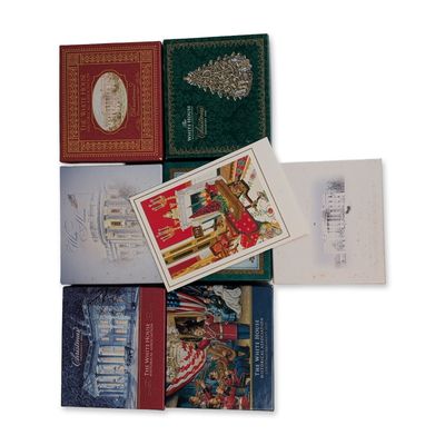 Sale Photo Thumbnail #268: 8pc White House Historical Association Christmas Ornaments and Signed Holiday Card From George &
