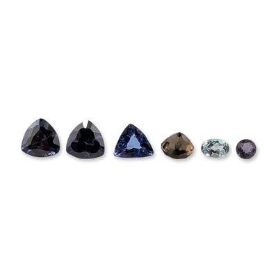 Sale Photo Thumbnail #659: 6pc Loose Faceted Iolite, Aquamarine, and Smoky Quartz Gemstones