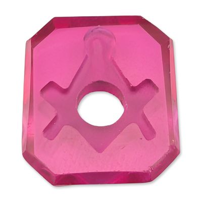 Sale Photo Thumbnail #654: Masonic Magenta-Pink Synthetic Ruby Intaglio Gemstone
