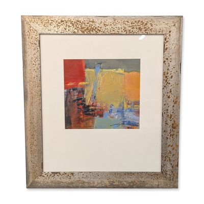 Sale Photo Thumbnail #341: Signed Modernist Abstract Expressionist Oil on Paper Painting