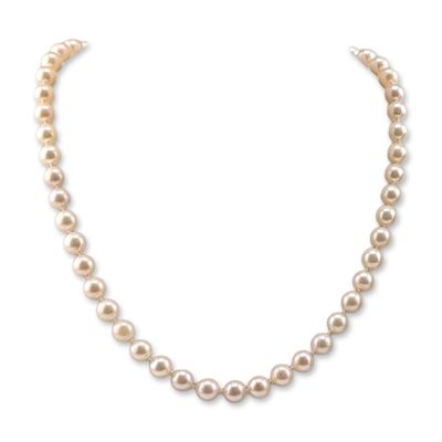 Sale Photo Thumbnail #172: Cultured Pearl Necklace with 14K White Gold Clasp and Original Presentation Pouch