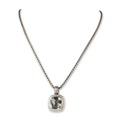 Sale Photo Thumbnail #623: David Yurman Sterling Silver Prasiolite and Diamond Albion Pendant Necklace