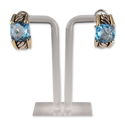 Sale Photo Thumbnail #164: David Yurman Sterling Silver and 18K Gold Blue Topaz Earrings