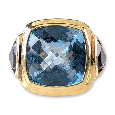 Sale Photo Thumbnail #624: David Yurman Sterling Silver and 18K Gold Blue Topaz Noblesse Ring