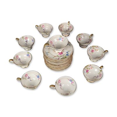 26pc Castleton China Sunnyvale Pattern Porcelain Cups and Plates