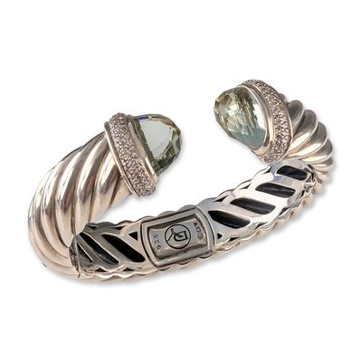 Sale Photo Thumbnail #620: David Yurman Sterling Silver Prasiolite and Diamond Waverly Cuff Bracelet