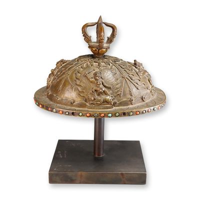18th-19th Century Tibetan Bronze Scull Cup w/ Stand