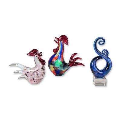 Sale Photo Thumbnail #272: 3pc Murano Style Art Glass Figurines