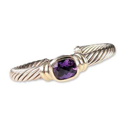 Sale Photo Thumbnail #389: David Yurman Sterling Silver 14K Gold Amethyst Noblesse Bracelet