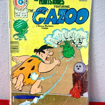 Sale Photo Thumbnail #787: Charlton Comics The Flintstones Featuring The Great Gazoo No. 10 comic book from June, bagged and boarded.