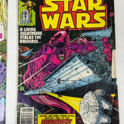Sale Photo Thumbnail #741: Marvel Comics Group Star Wars issue #46, published April 1981, showing significant wear and edge tearing.