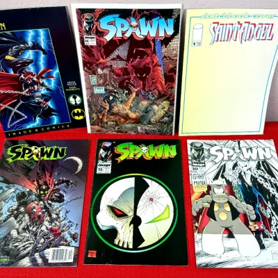 Sale Photo Thumbnail #87: Collection of Image Comics Spawn series comic books, including Spawn Batman and Spawn #10, from the 1990s and early 2000s.