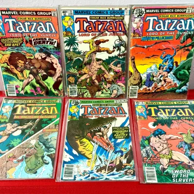 Sale Photo Thumbnail #85: Collection of six vintage Marvel Comics Tarzan, Lord of the Jungle comic books from the late 1970s, each individually bagged.