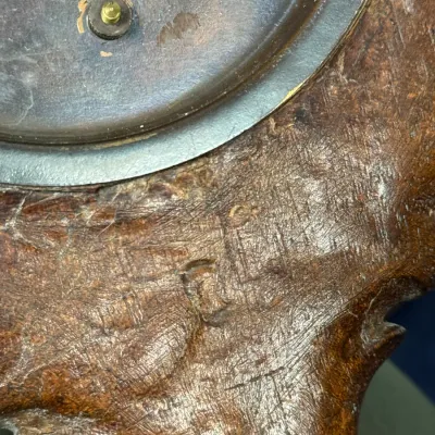 Sale Photo Thumbnail #400: Close-up detail of a vintage carved wooden object, showing aged patina and wear.