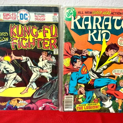 Sale Photo Thumbnail #77: Two bagged vintage DC comic books, including Richard Dragon Kung-Fu Fighter No. 4 (Nov. 1975) and Karate Kid No. 12 (Feb. 1978).