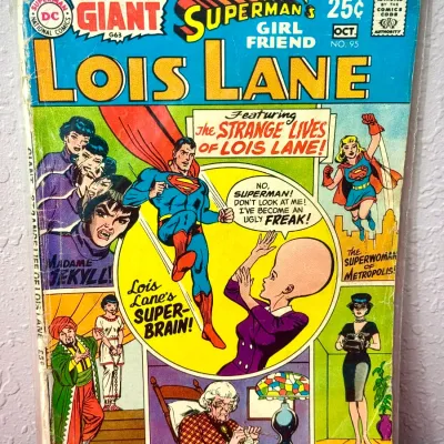 Sale Photo Thumbnail #784: Vintage DC comic book, Superman's Girl Friend Lois Lane GIANT issue No. 95 from October, featuring 'The Strange Lives of Lois Lane!' in a protective sleeve.