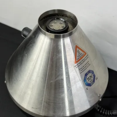 Sale Photo Thumbnail #840: Volcano desktop vaporizer by Storz & Bickel with brushed stainless steel conical body.