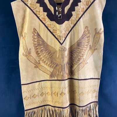 Sale Photo Thumbnail #207: Navajo Style Leather/Suede Poncho JB