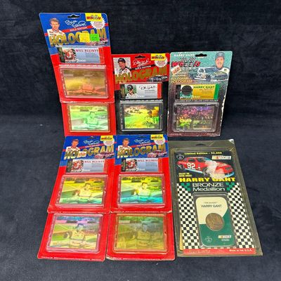 Sale Photo Thumbnail #352: 8 NASCAR Wheels Racing Hologram Cards and Harry Gant Bronze Medallion Bill Elliott Dale Earnhardt