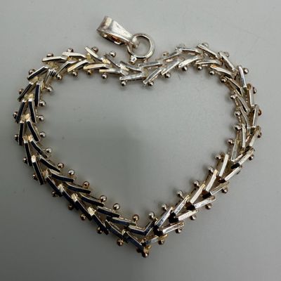Milor Italy Sterling Silver Modernist V-Link Pendant Heart