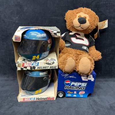 Sale Photo Thumbnail #400: NASCAR Collectibles Lot Bear Pepsi Coin Bank Helmet Mugs