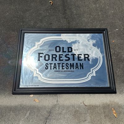Old Forester Statesman Framed Advertising Mirror Ad Bar Sign